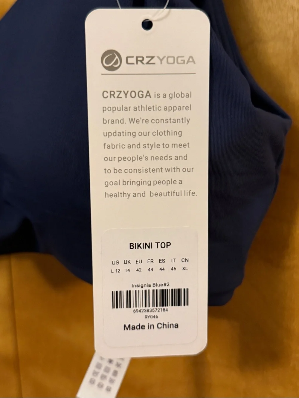 CRZ YOGA Bikini Top Insignia Blue Women Size Large